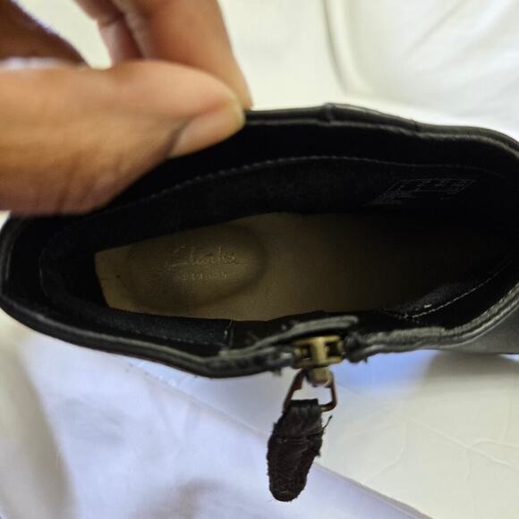 Clarks Womens Maypearl Fawn Booties Size 6.5 Black Leather Ankle Boot - Picture 11 of 12